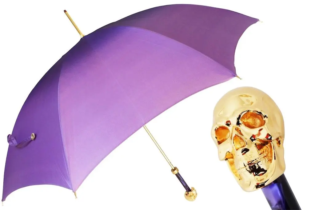 PASOTTI Pasotti Luxury Women Golden Skull Purple Ombre Umbrella