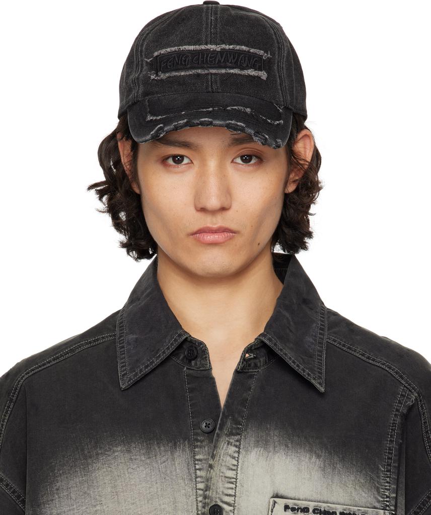 Feng Chen Wang Black Denim Baseball Cap