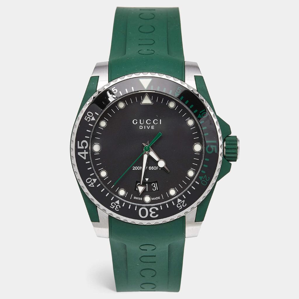 Gucci Gucci Black Stainless Green Rubber DIve YA136310 Men's  Wristwatch 40 mm