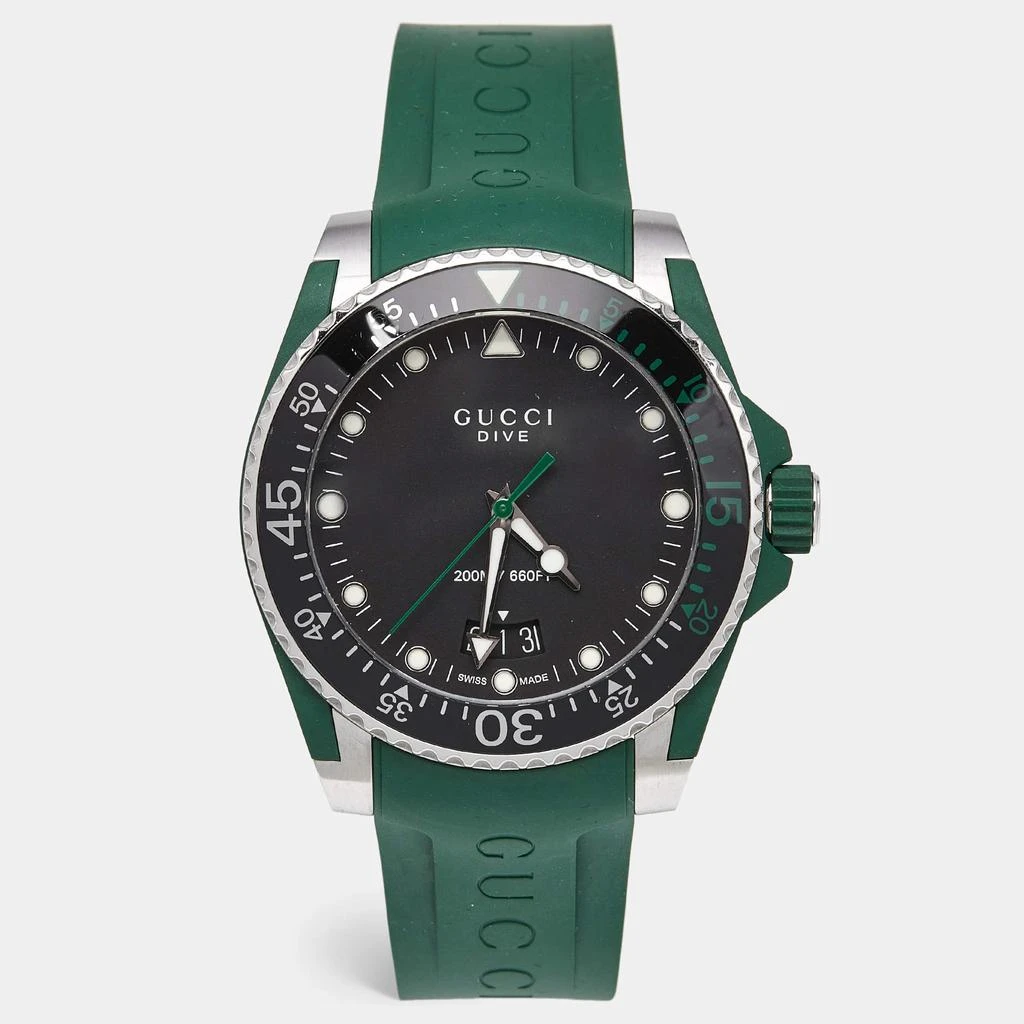 Gucci Gucci Black Stainless Green Rubber DIve YA136310 Men's  Wristwatch 40 mm 1