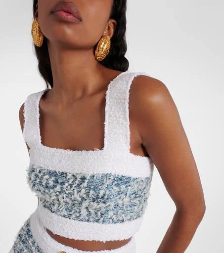 Balmain Tweed denim crop top 4