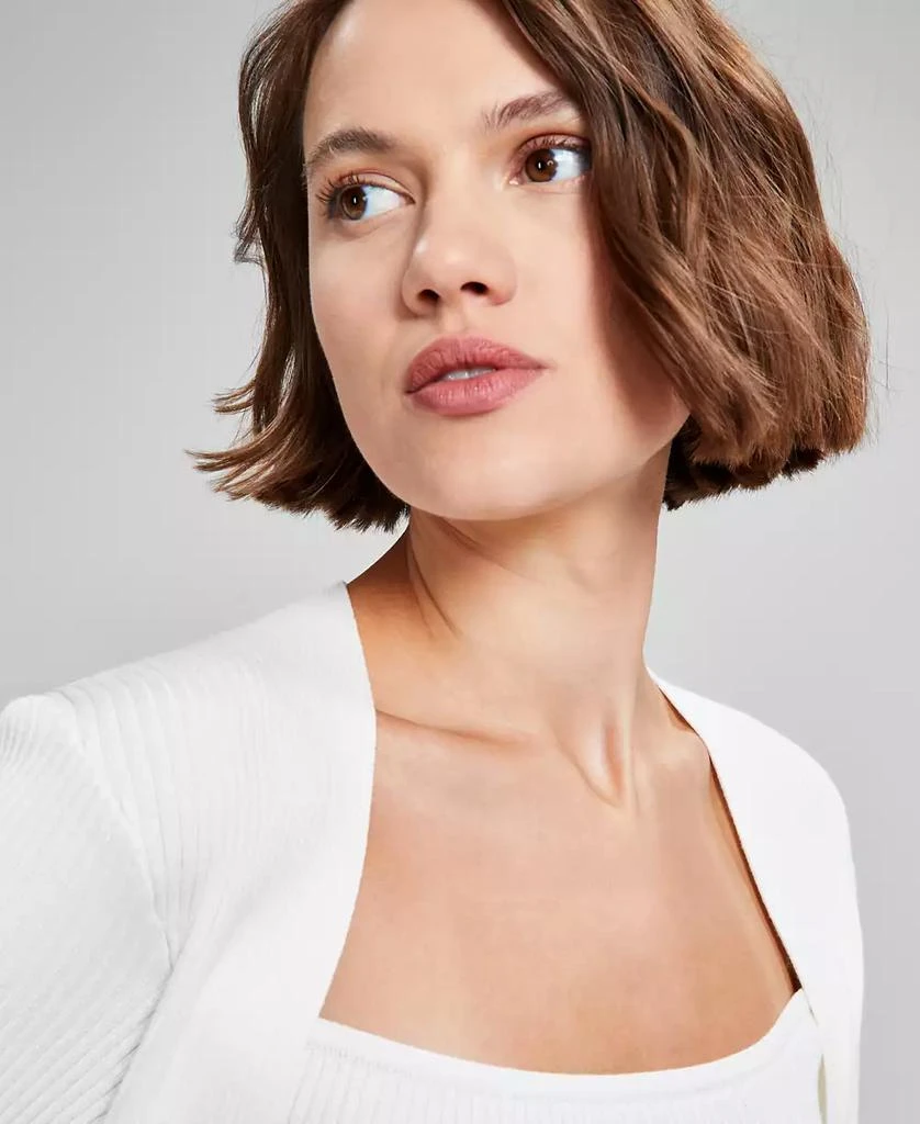 And Now This Women's Shrug Rib-Knit Long-Sleeve Sweater, Created for Macy's 2