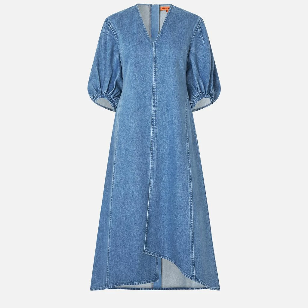 Stine Goya Puff Sleeves Denim Midi Dress 1