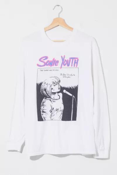 Urban Outfitters Vintage Y2K Sonic Youth Long Sleeve White Graphic Band T-Shirt