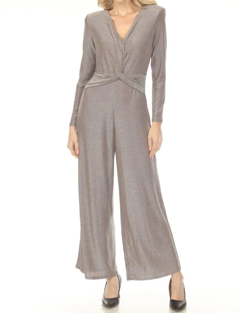 JOSEPH RIBKOFF Joseph Ribkoff - Shimmery Twist Front Wide Leg Jumpsuit