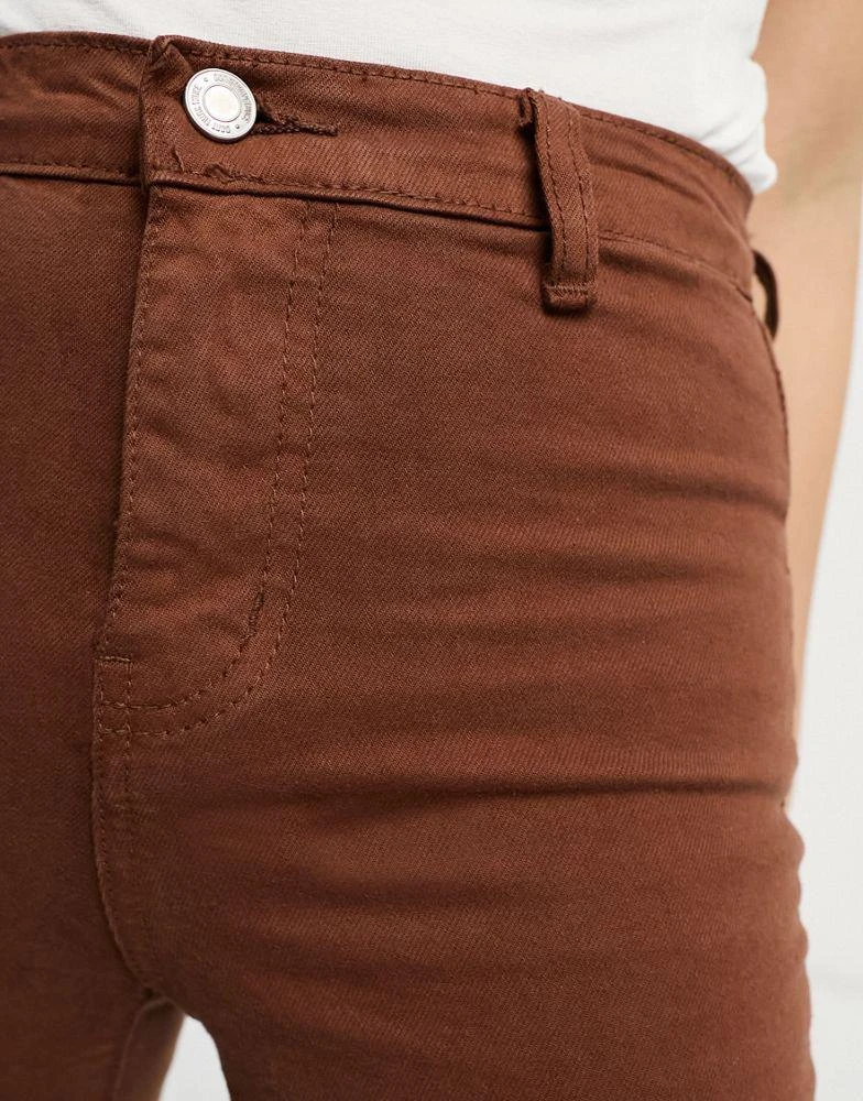 Don't Think Twice DTT Petite Bianca high waisted wide leg disco jeans in chocolate 4
