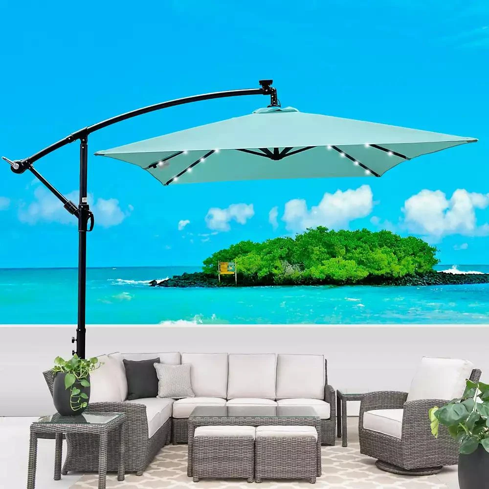 Streamdale Furniture Solar Powered LED Patio Umbrella, 8 Ribs, Crank and Cross Base 5
