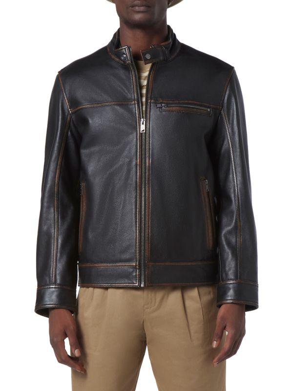 Andrew Marc Caruso Leather Racing Jacket