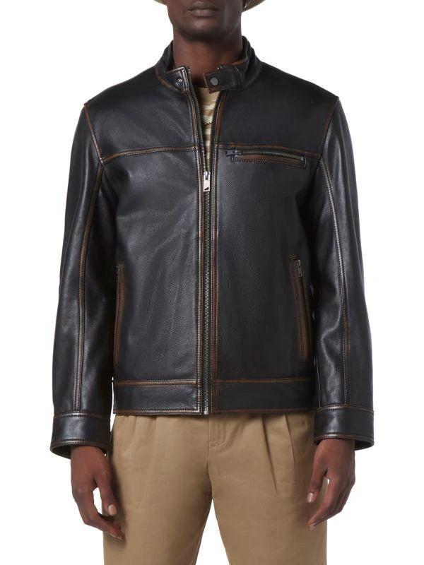 Andrew Marc Caruso Leather Racing Jacket 2