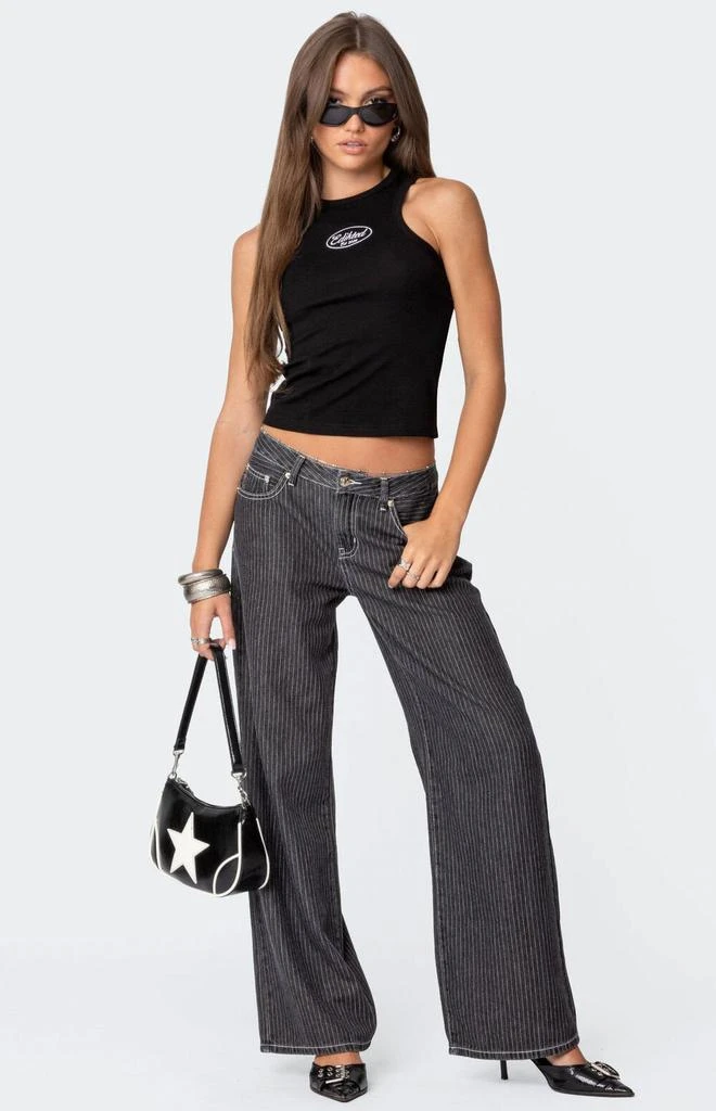 Edikted Pinstripe Low Rise Jeans 1