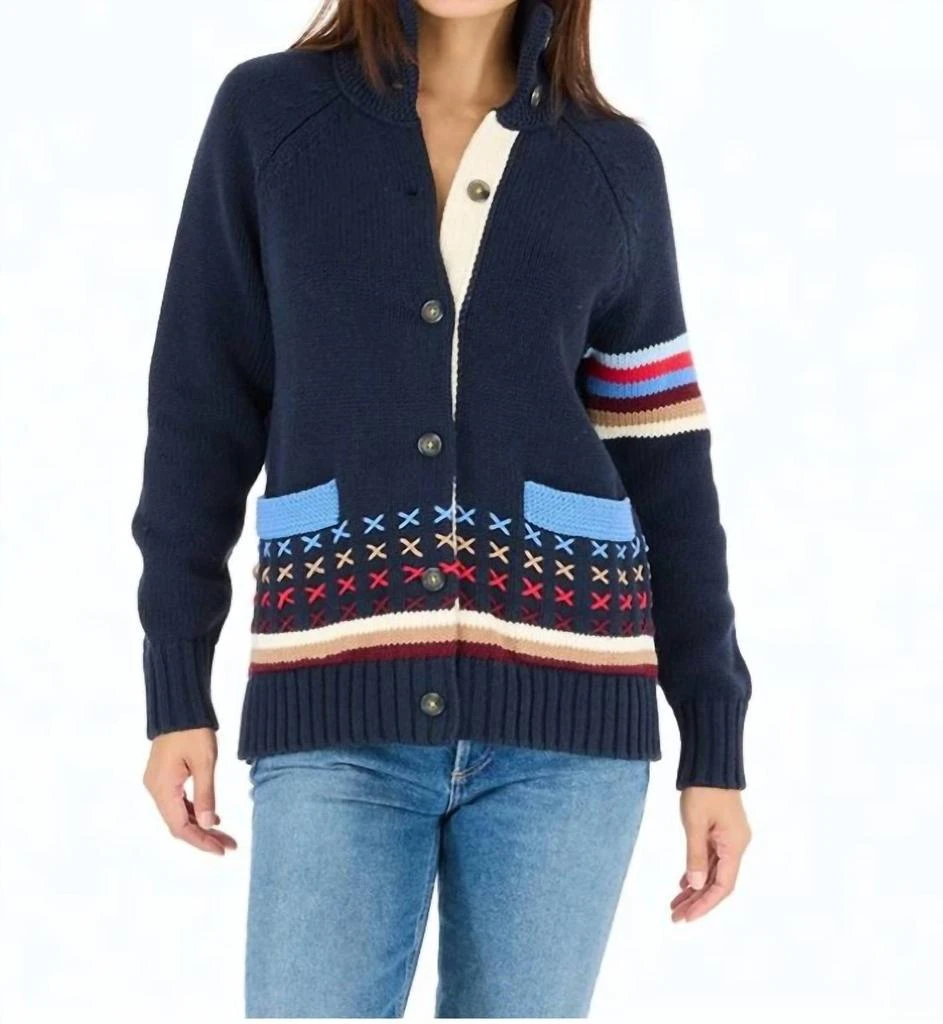 KERRI ROSENTHAL Imperfect Heart Cardigan In Indigo Blue