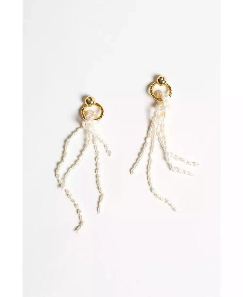 Classicharms Nina Gold Hoop Bead Pearl Tassel Earrings 7