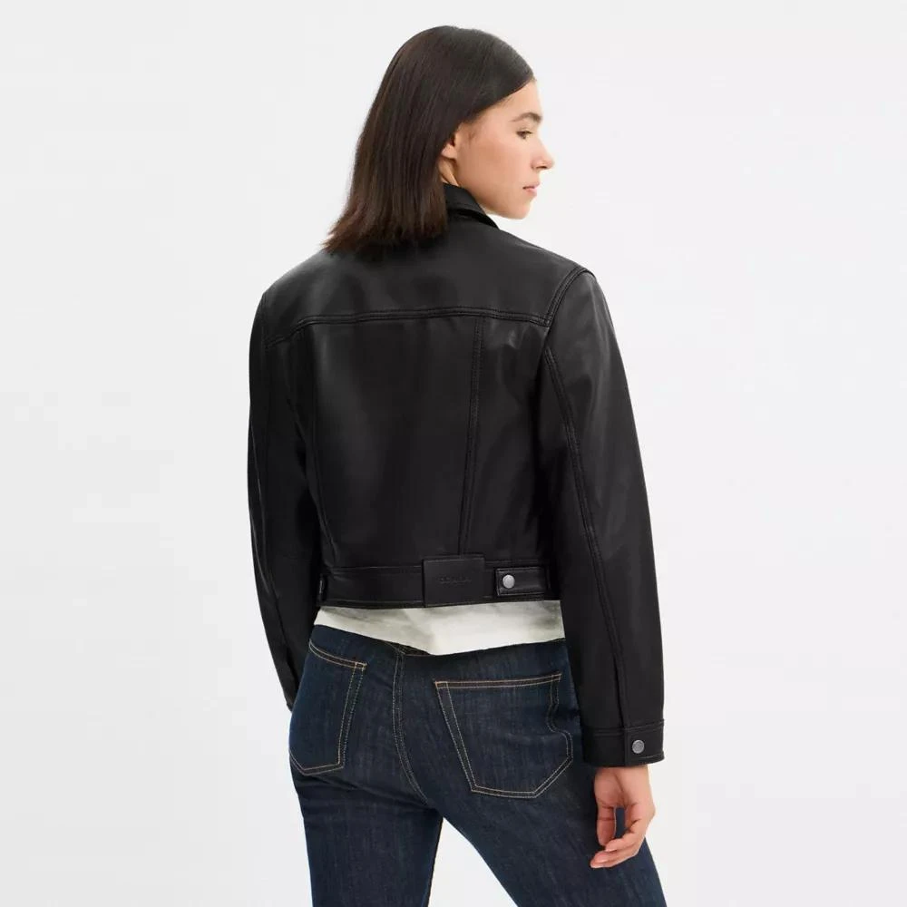 Coach Shrunken Leather Trucker Jacket 3