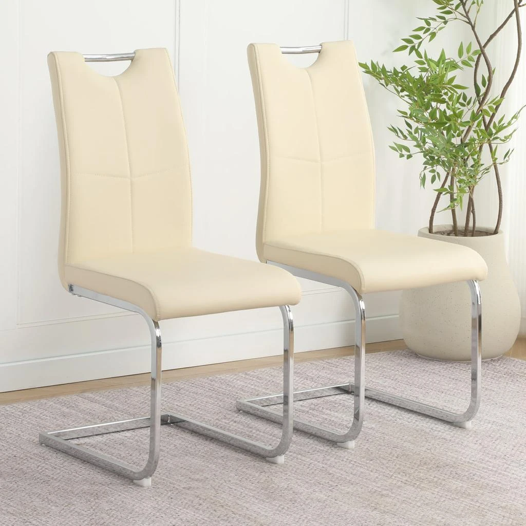 Streamdale Furniture Streamdale Modern Light Yellow PU Dining Chair (Set of 4) 2