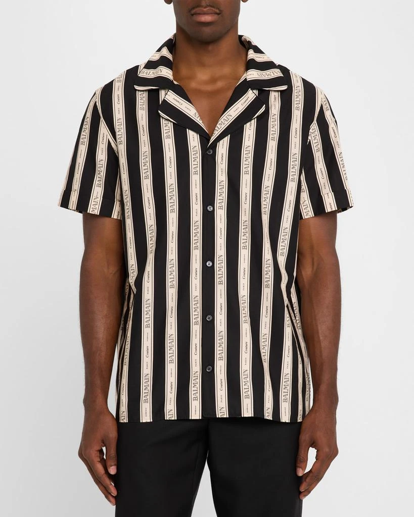 Balmain Men's Ribbon Jacquard Button-Down Shirt 4