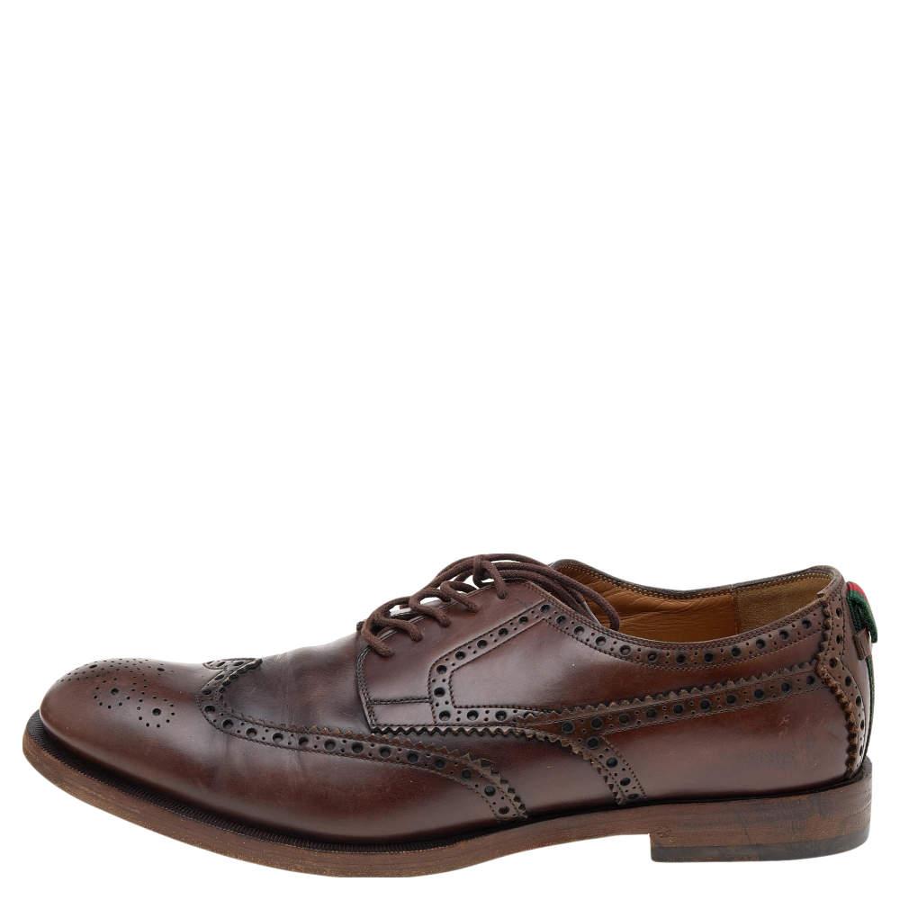 Gucci Gucci Dark Brown Brogue Leather Oxfords Size 42