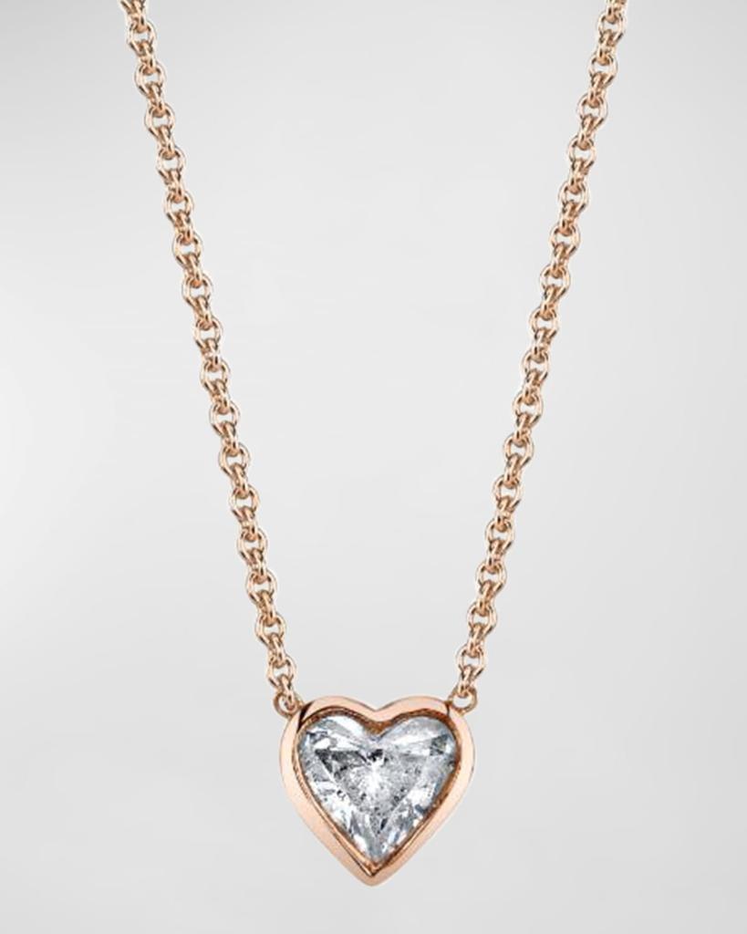 SHAY 18K Rose Gold Bezel Solitaire Diamond Heart Necklace