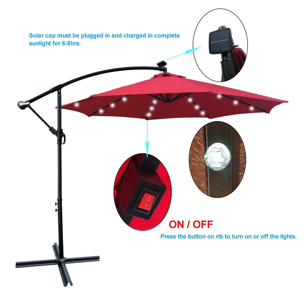 Streamdale Furniture Streamdale 10
 Solar LED Patio Umbrella with Crank 5