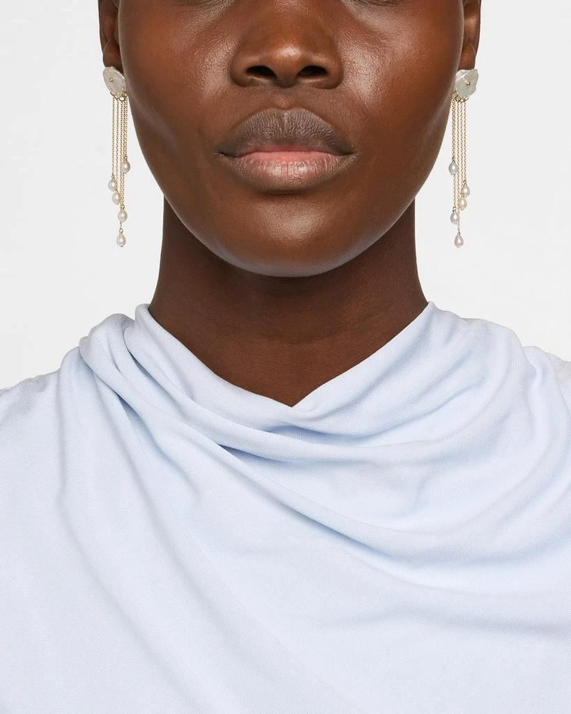 POPPY FINCH 14K Yellow Gold Petal Pearl Dangle Earrings 2