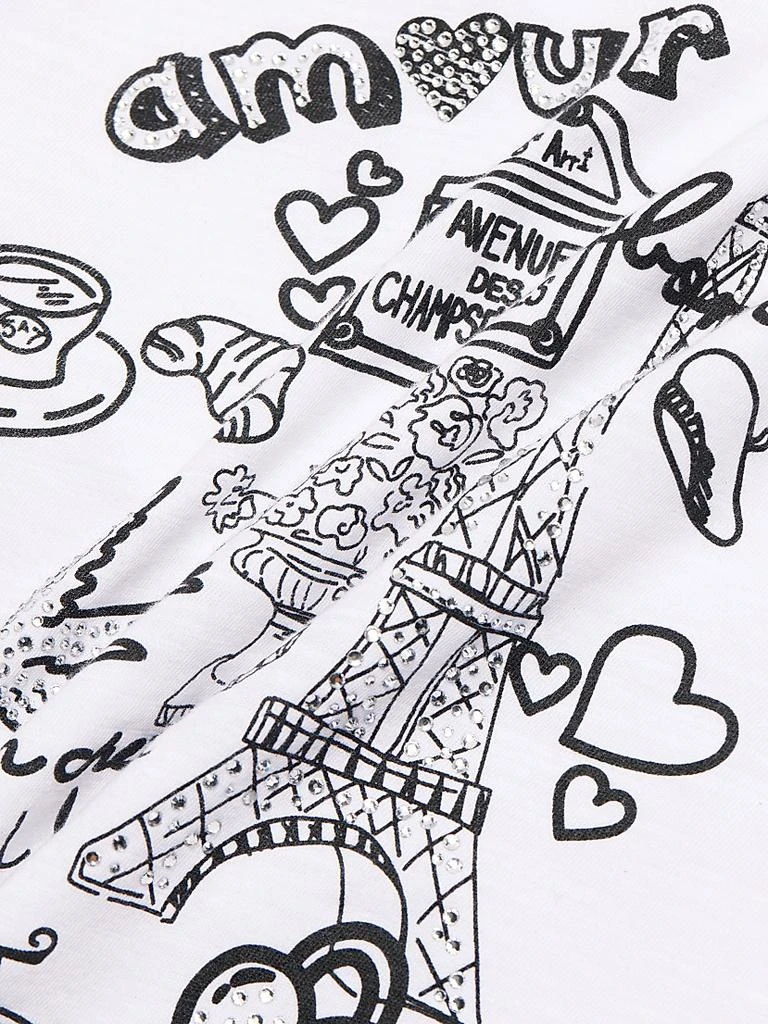 Cinq à Sept Paris Doodle Rhinestone-Embellished Cotton T-Shirt 7