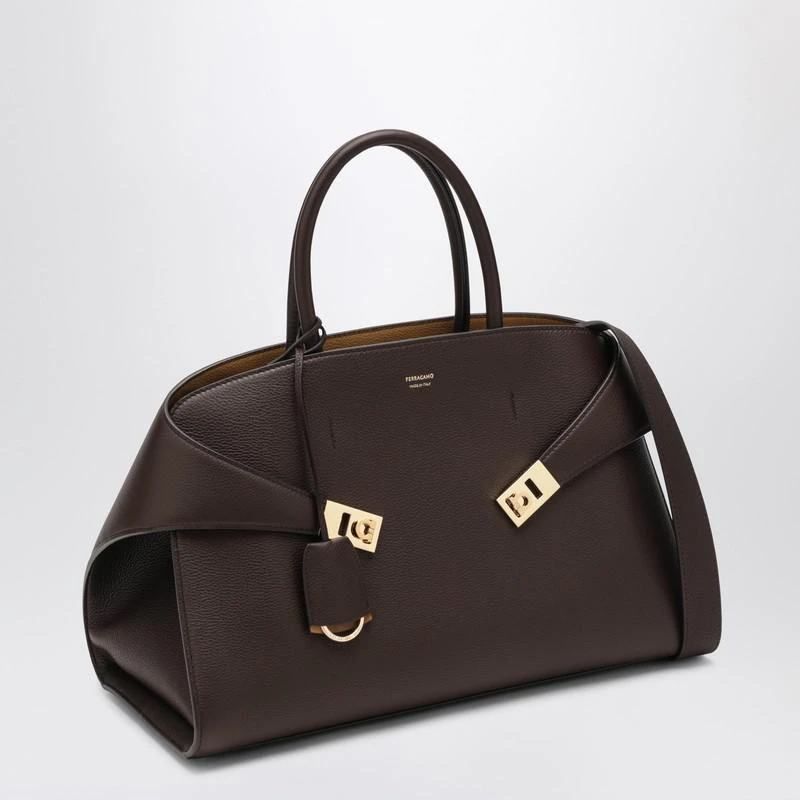Salvatore Ferragamo Hug M Leather Handbag in Brown/Ochre 3