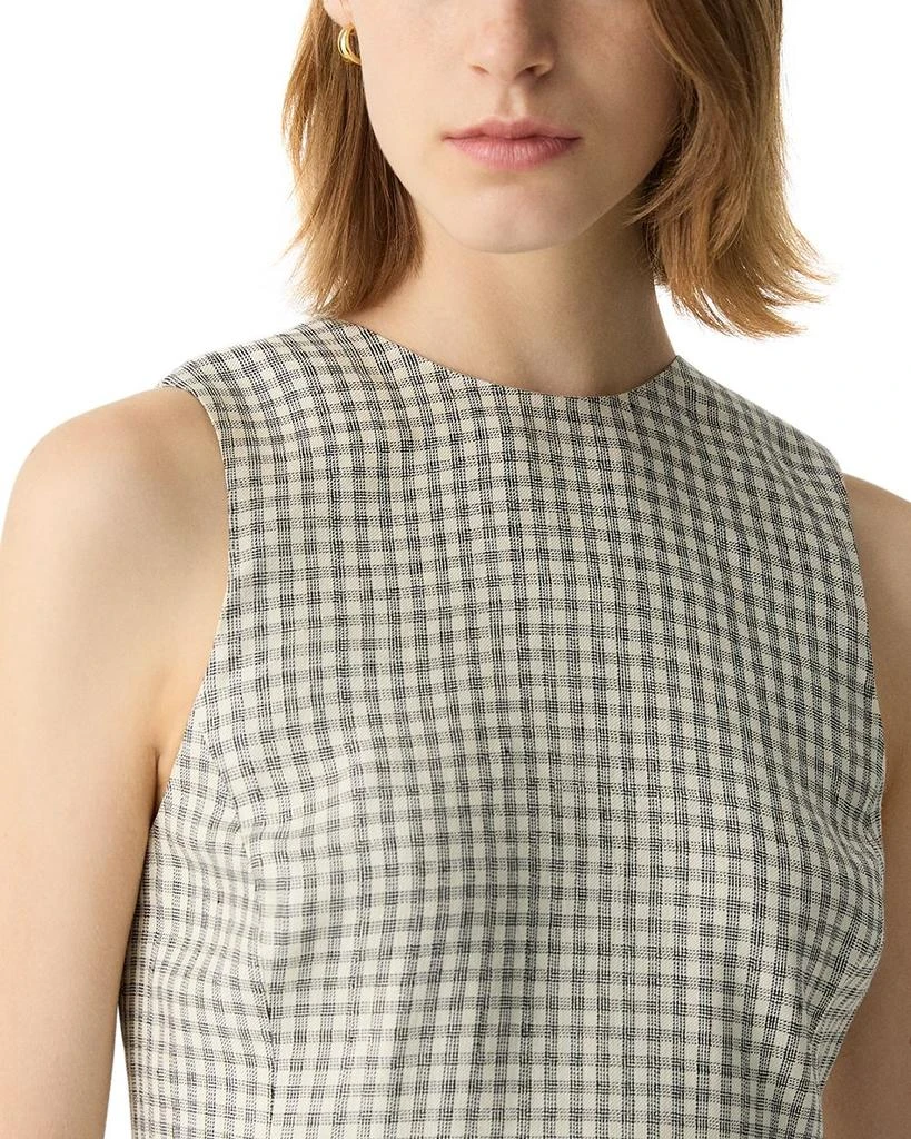 Theory A-Line Mini Dress in Checked Linen-Blend 4