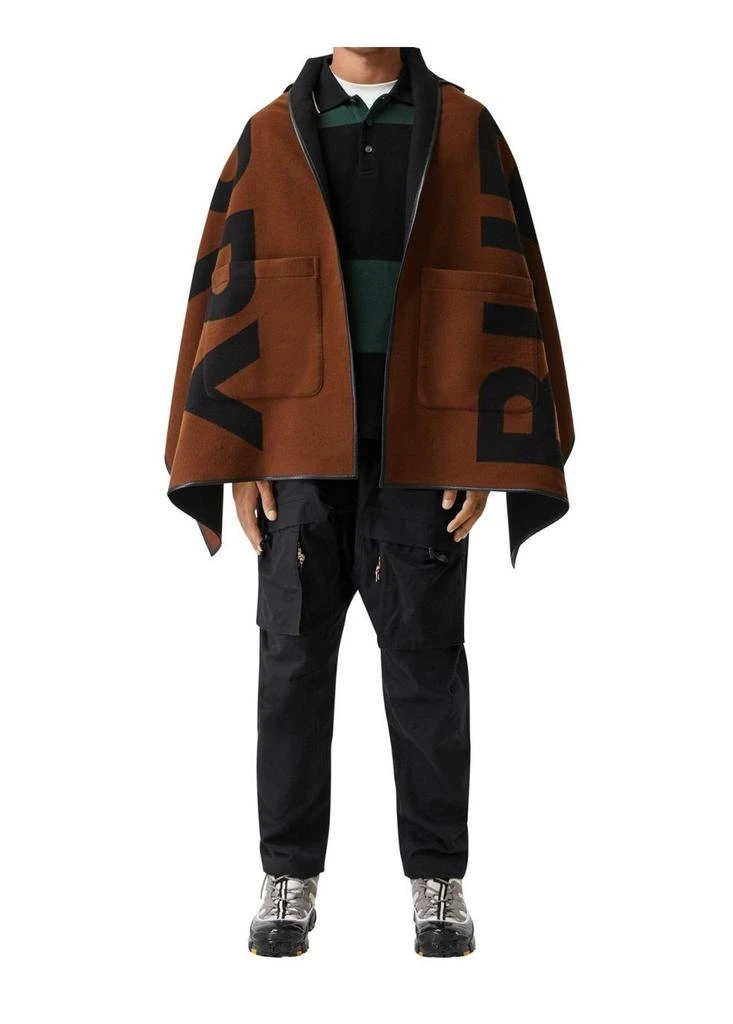 Burberry Logo wool cotton jacquard hooded cape 3