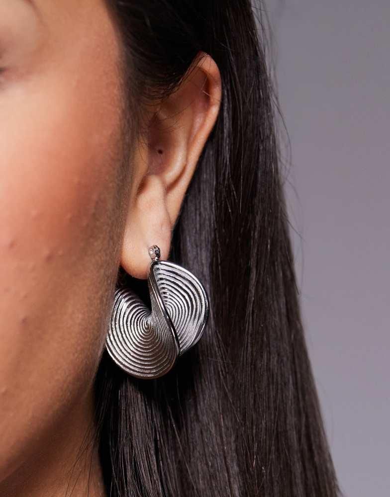 8 Other Reasons 8 Other Reasons textured hoop earrings in rhodium plated