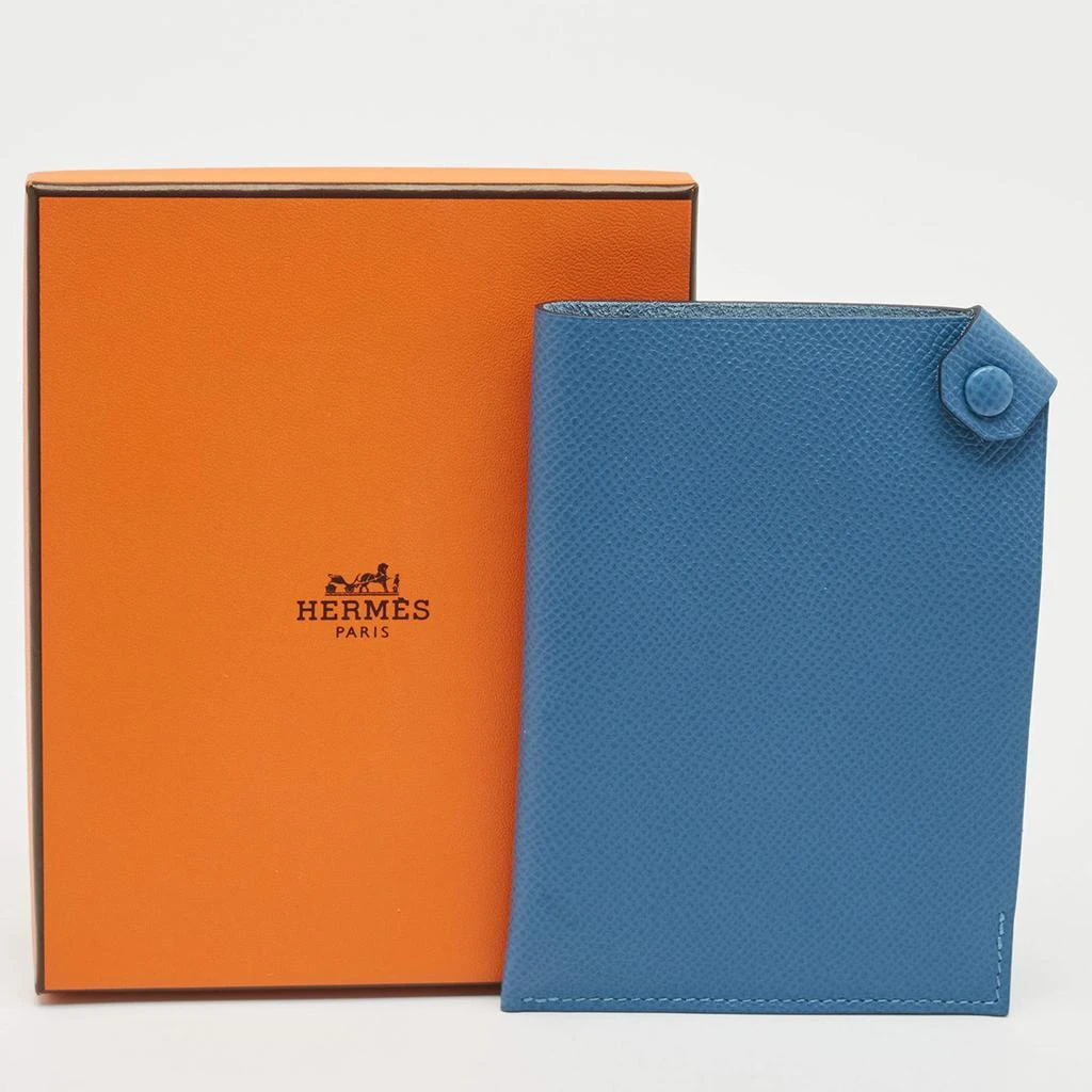 Hermes Hermes Bleu Agate Epsom Leather Tarmac Passport Holder 6