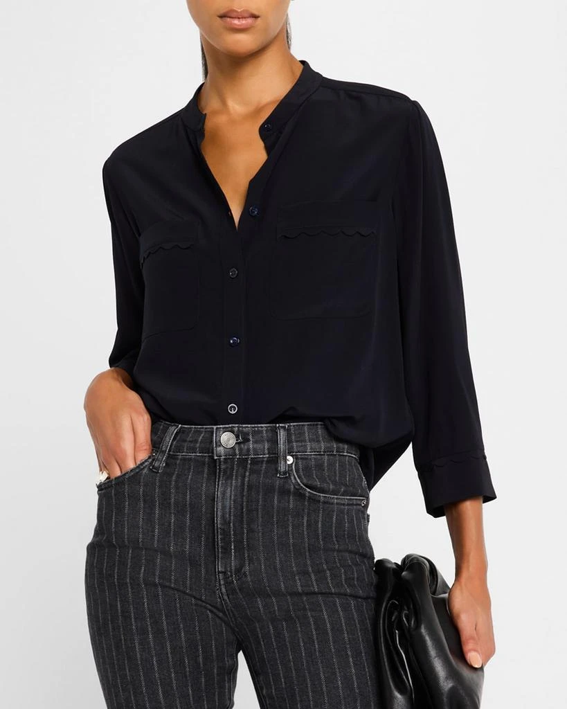 FRAME Scallop-Trim Silk Shirt 4