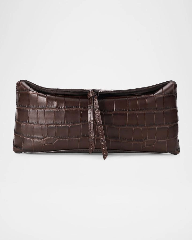 Staud Eve Croc-Embossed Leather Clutch Bag 1