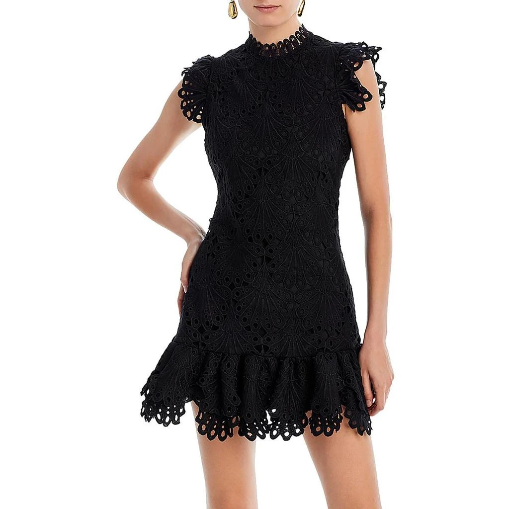 AQUA Womens Lace Mock Neck Shift Dress 1