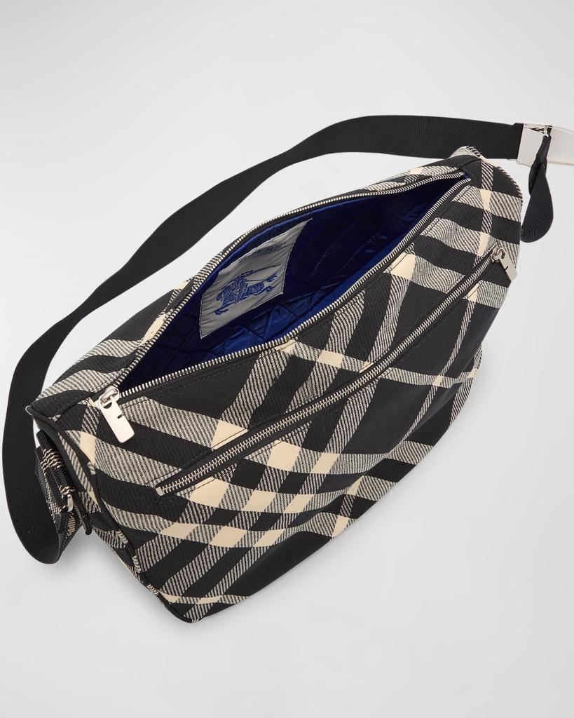 Burberry Men's Large Shield Check Messenger Bag - Luggage