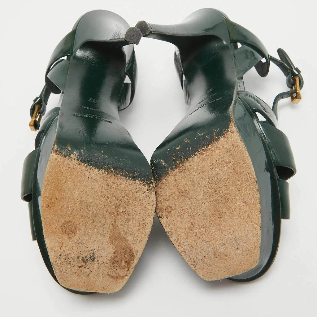 Yves Saint Laurent Saint Laurent Dark Green Patent Leather Tribute Sandals Size 37 6