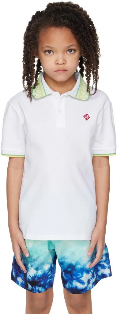 Casablanca Kids White Laurel Collar Polo