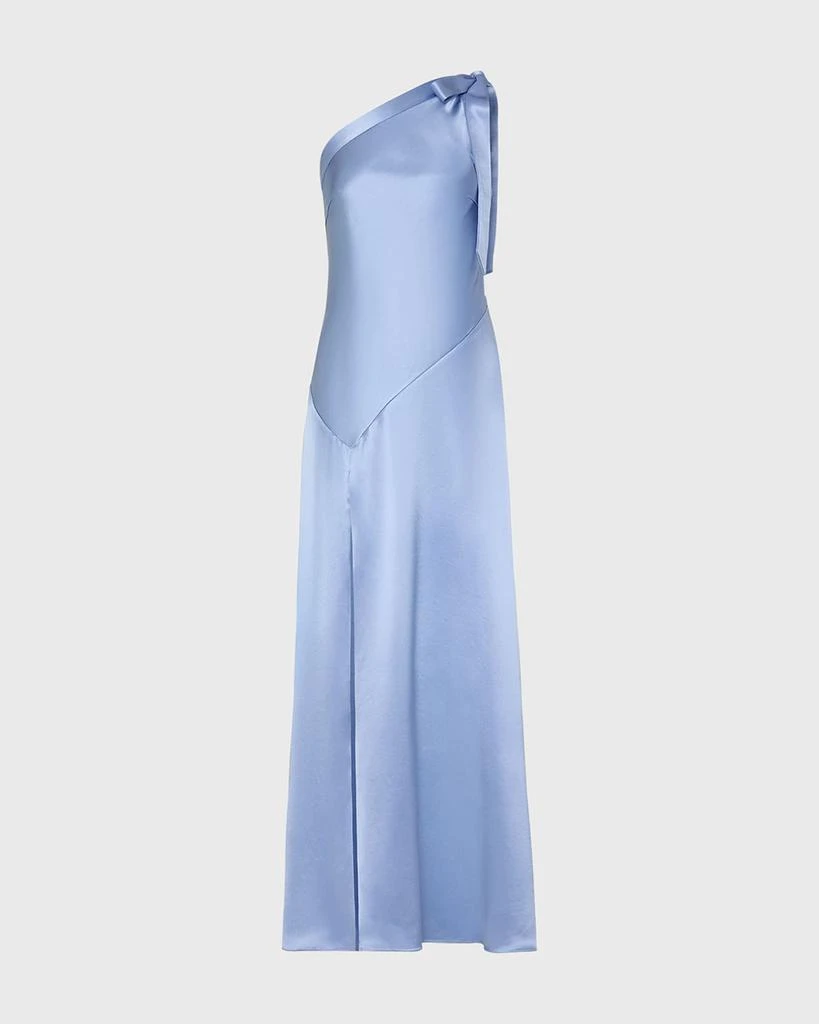 Milly Eleni One-Shoulder Open Back Satin Maxi Dress 1