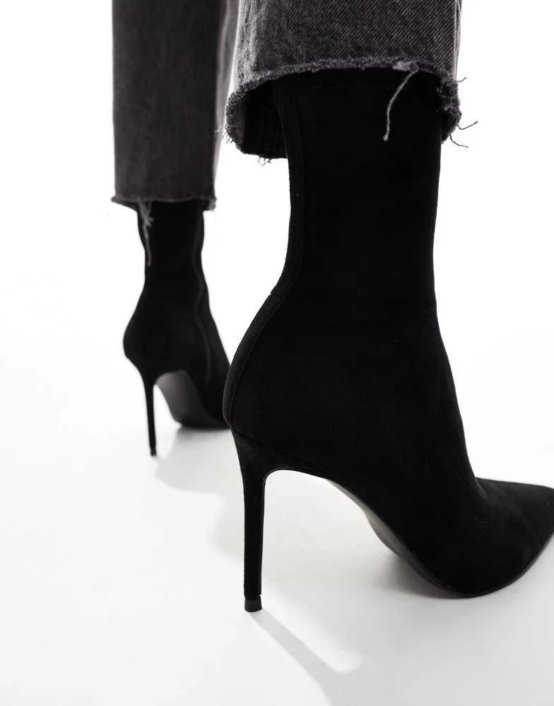 ASOS ASOS DESIGN Evie high-heeled sock boots in black 4
