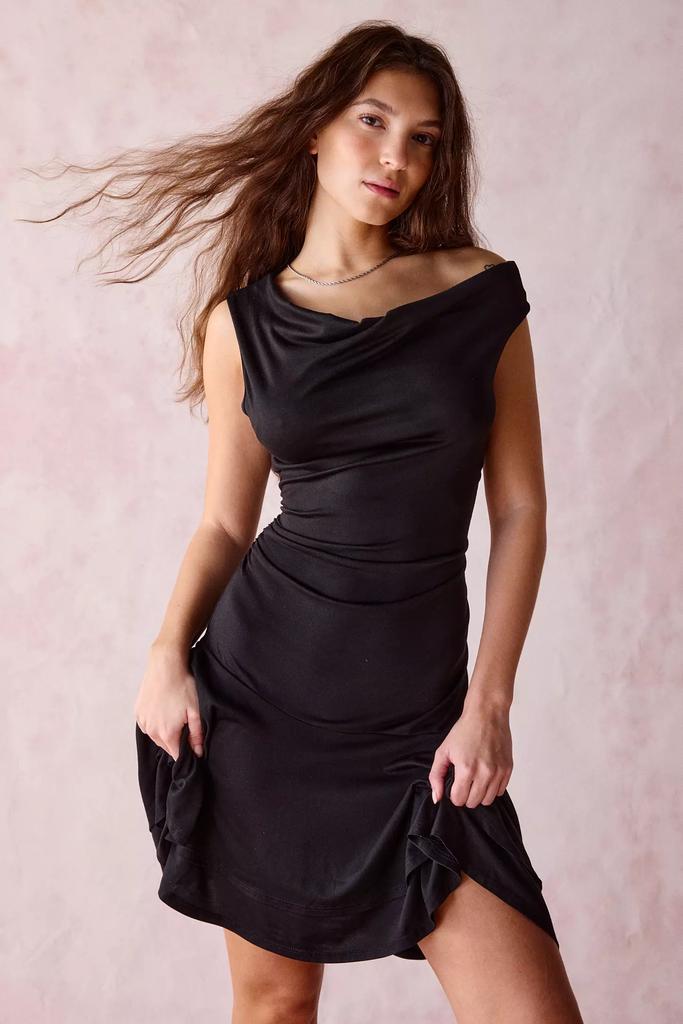 Urban Outfitters UO Happy Hour Asymmetrical Off-The-Shoulder Mini Dress