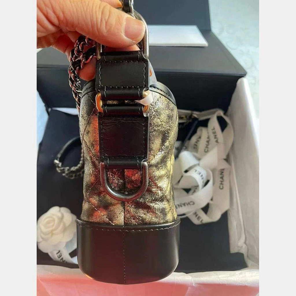 Chanel Chanel Black & Metallic Leather Small Gabrielle Hobo Bag 3