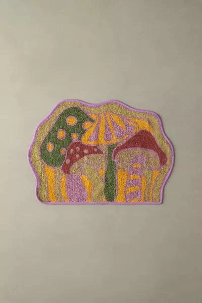 Urban Outfitters Nubby Mushroom Screen Printed Rug 2