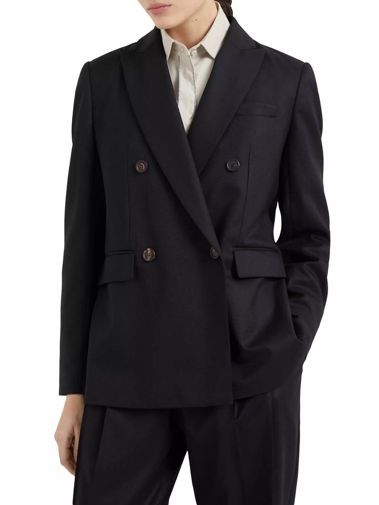 Brunello Cucinelli Virgin Wool and Cashmere Flannel Blazer