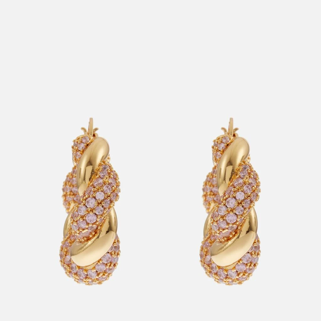 Crystal Haze Croissant Gold-Plated Hoop Earrings 2