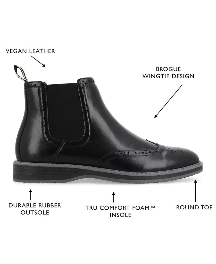 Vance Co. Men's Thorpe Tru Comfort Foam Wingtip Slip-On Chelsea Boots 8