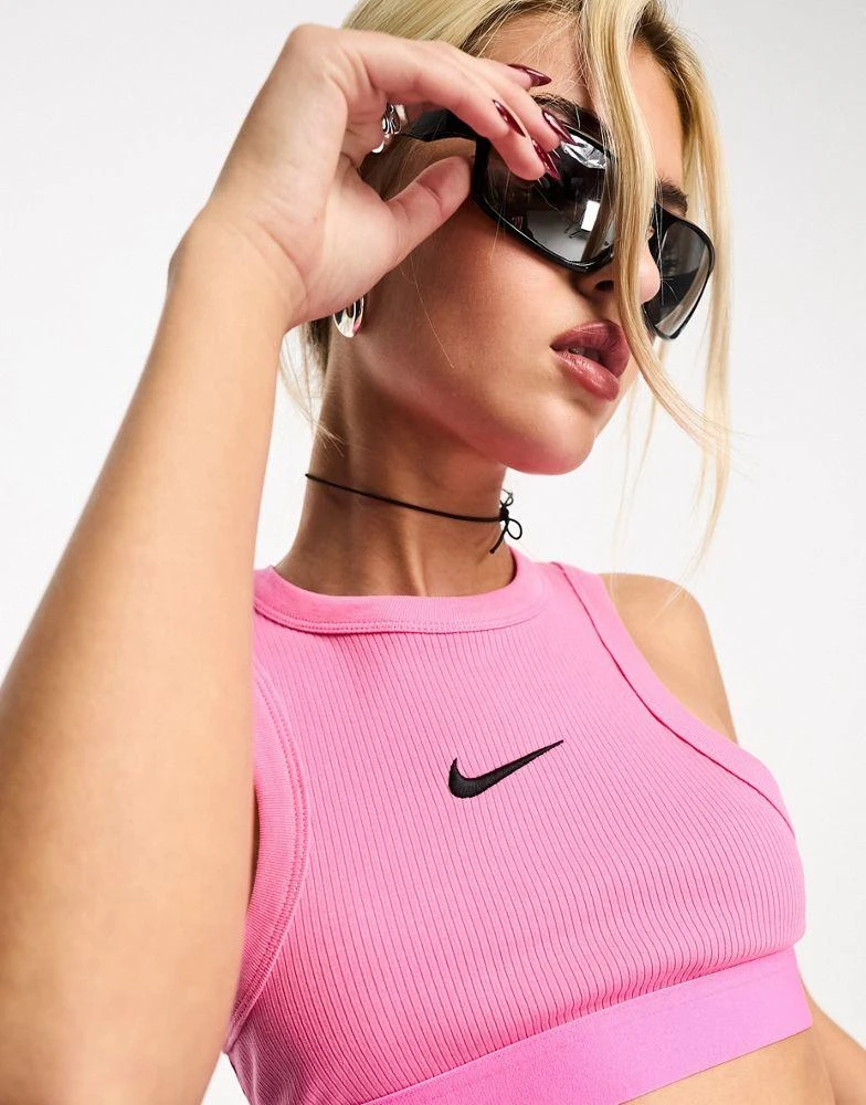 Nike Nike Life Trend rib crop tank top in pink 1