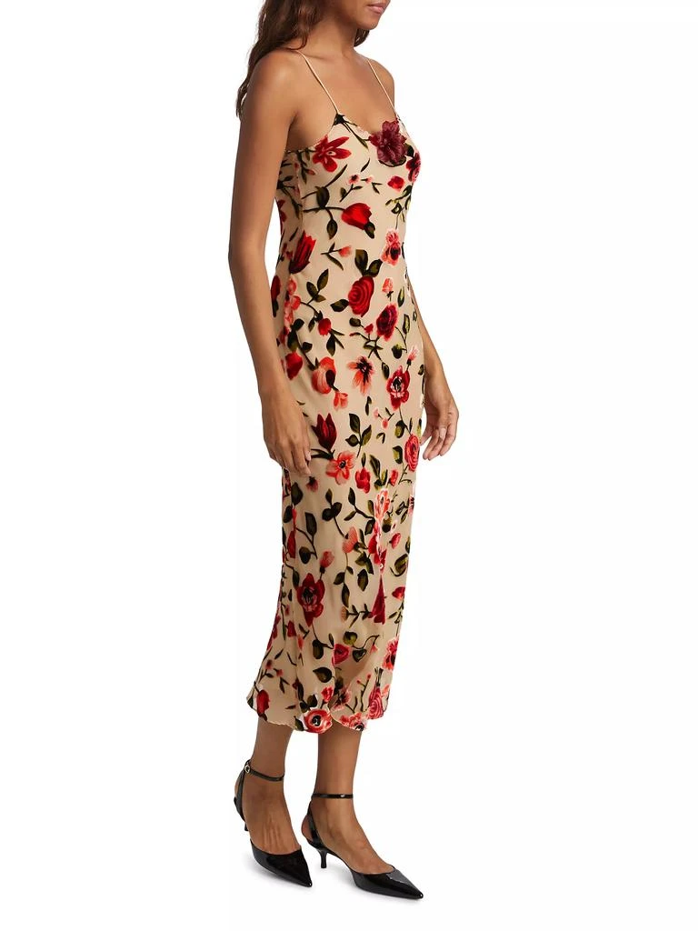 Rodarte Rose Velvet Devoré Slip Dress 3