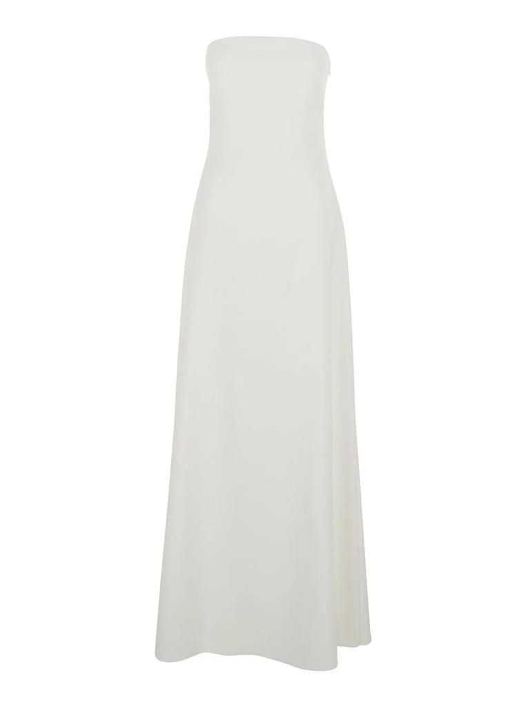 Jacquemus le Robe Bustier White Off-shoulder Long Dress With Folded Train On The Rear In Viscose Stretch Woman 1