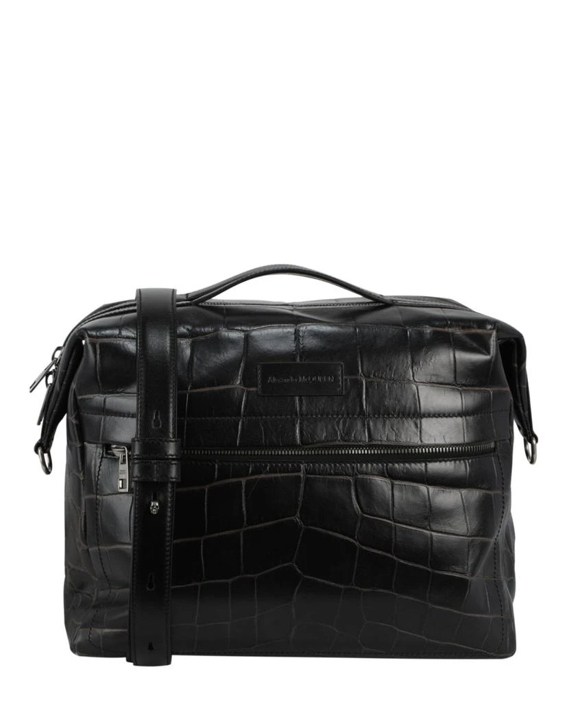 Alexander McQueen Croc Embossed Leather Messenger Bag 1