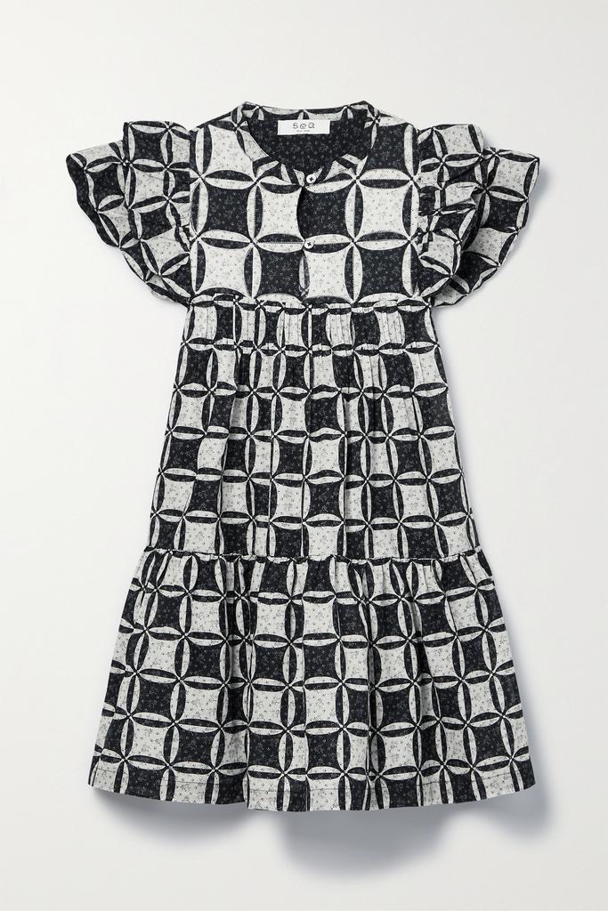 Sea Catalina Calico 褶裥印花纯棉巴里纱迷你连衣裙