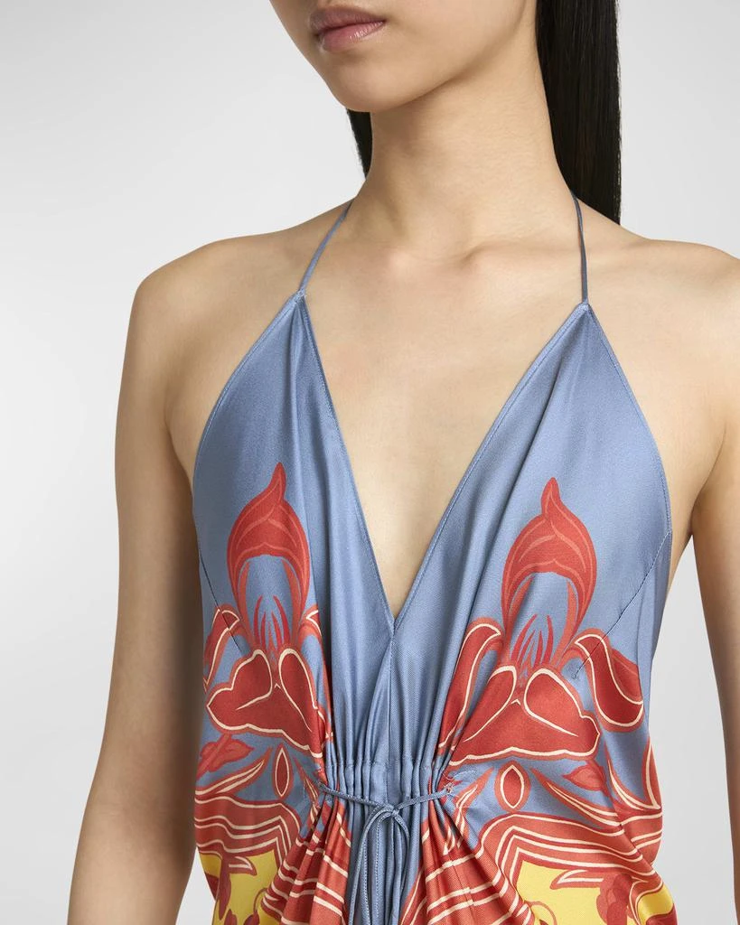 ETRO Wallpaper-Print Halter High-Low Foulard Sundress 5