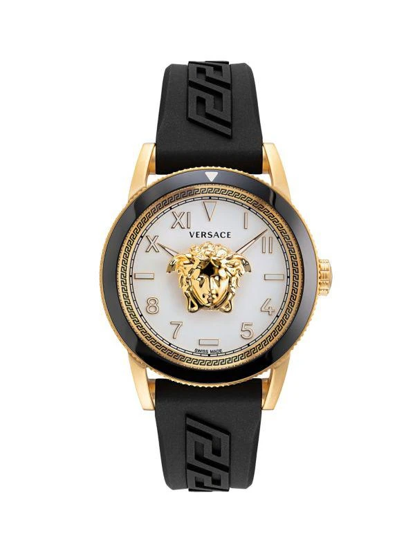 Versace V-Palazzo 43MM IP Goldtone Stainless Steel & Silicone Strap Watch 1